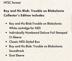 A BOY AND HIS BLOB NES Edizione da Collezione con Card Limited Run Giochi LRG NUOVO