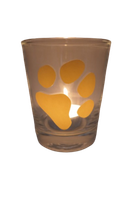 "Deko Teelicht Glas Windlicht Print \"GroßE Pfote\" Beige Handmade Halter"