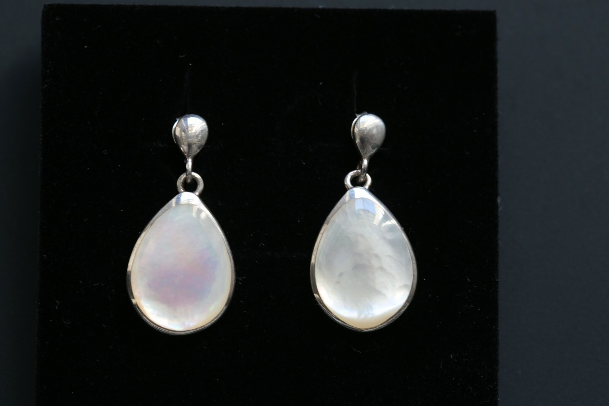 JANDY SHINE Ohrringe - Weiß Perlmutt & Schwarz Onyx 925 Silber