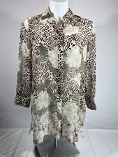 Chicos Sheer Animal Print Top Women's OP Ivory Lightweight Blouse Fashion Casual