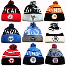 Mitchell & Ness NBA Cuffed Knit Pom Beanie Winter Hat NBA Sports Team Skully Cap