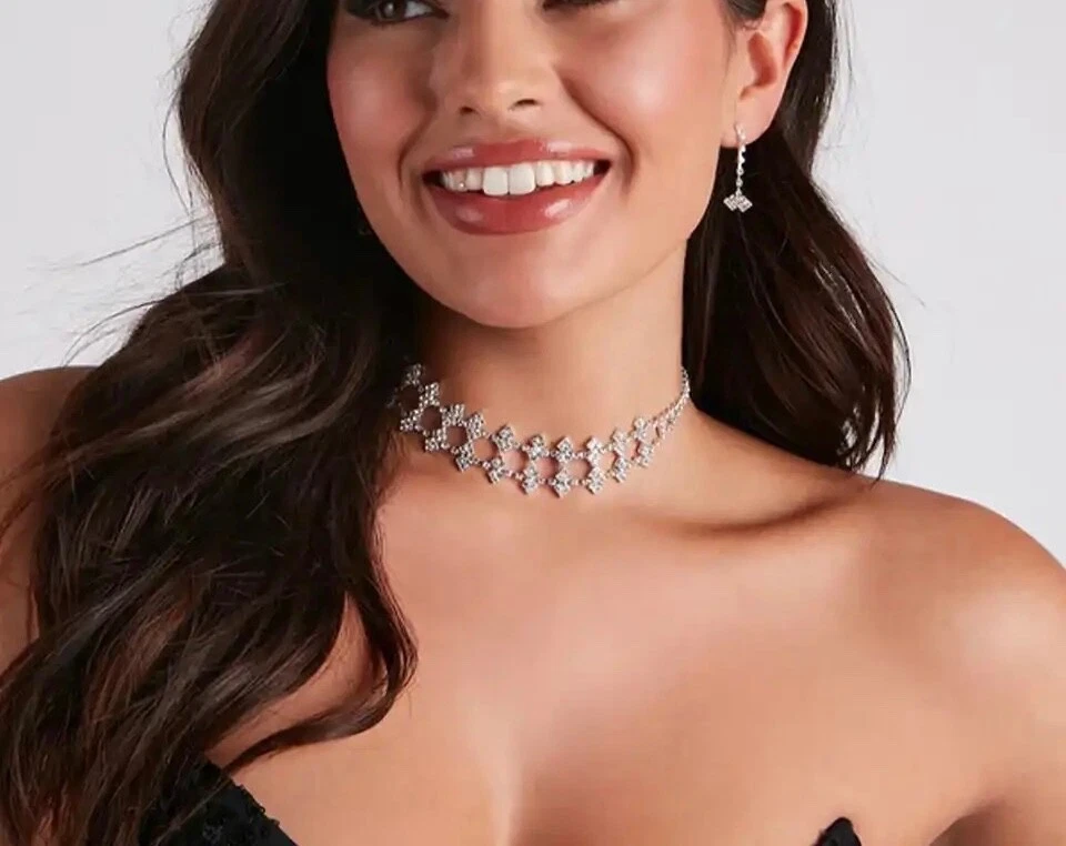 Crystal choker hotsell necklace set