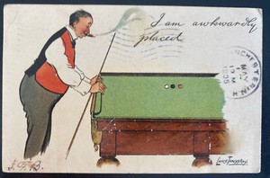 1905 Derby CY USA Picture Postcard Cover To Winchester NH Billiard Awkwardly Pla