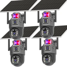 4MP 2 Lens WiFi Solar Camera Wireless Outdoor CCTV PTZ Home Security System Cam