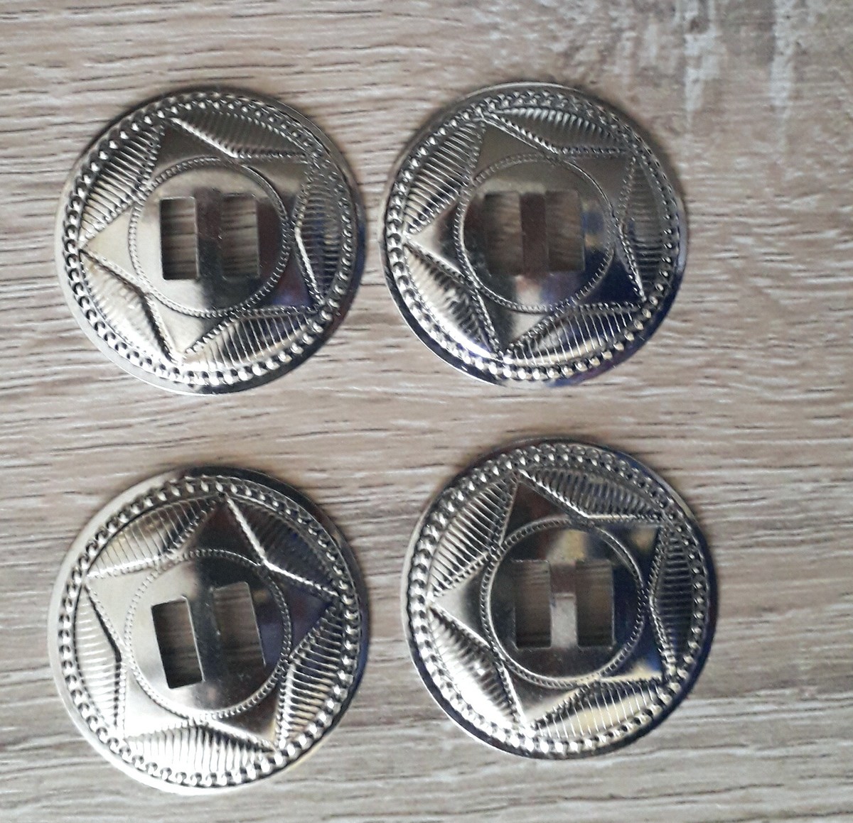 Lot De 5 Conchos Amérindiens Tribaux - Dos à Vis, Diamètre 38 Mm (1-1/2") - New Old Stock