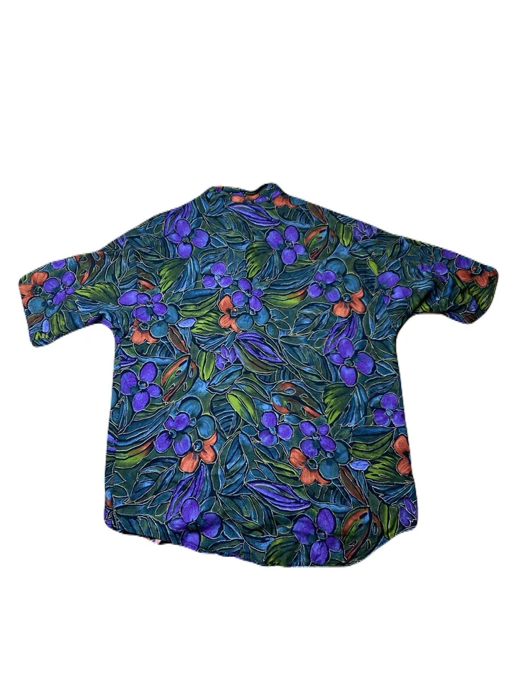 Vintage Hutspah Button Down Shirt Size Large - Purple Floral - Image 2 of 4