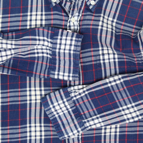 Gant Rugger Hugger Shirt Mens S Indigo Twill Blue Red White Plaid Cotton Button - Picture 2 of 7