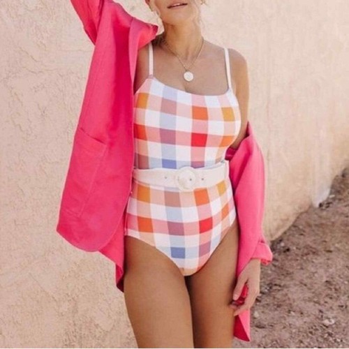 Solid & Striped Nina One Piece Beach Plaid Swimsuit Size Medium
