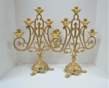 Pair of Nice New 5 Light "Marian" Church Candelabra Candlesticks #77