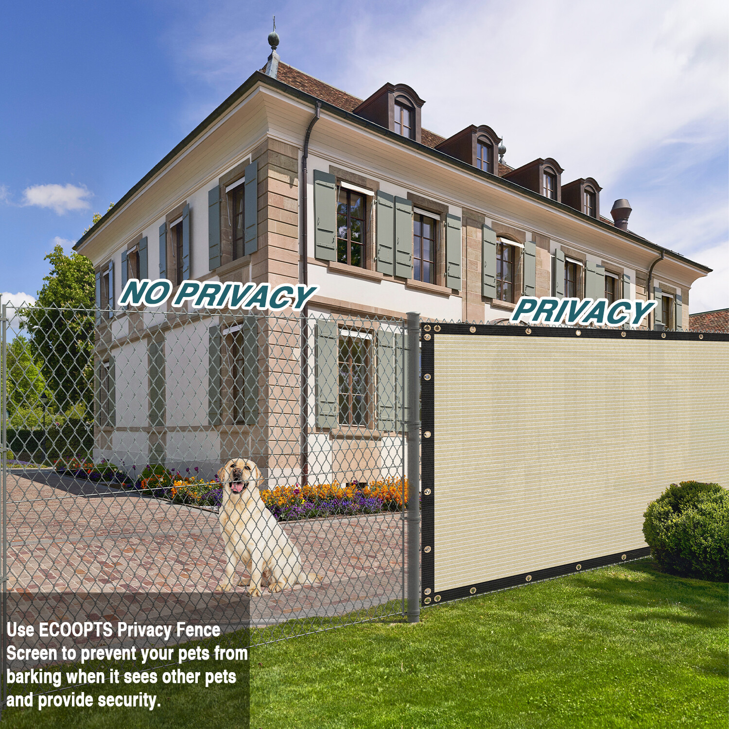 8ft Privacy Fence Screen Windscreen Beige Mesh Shade Cover for Garden ...