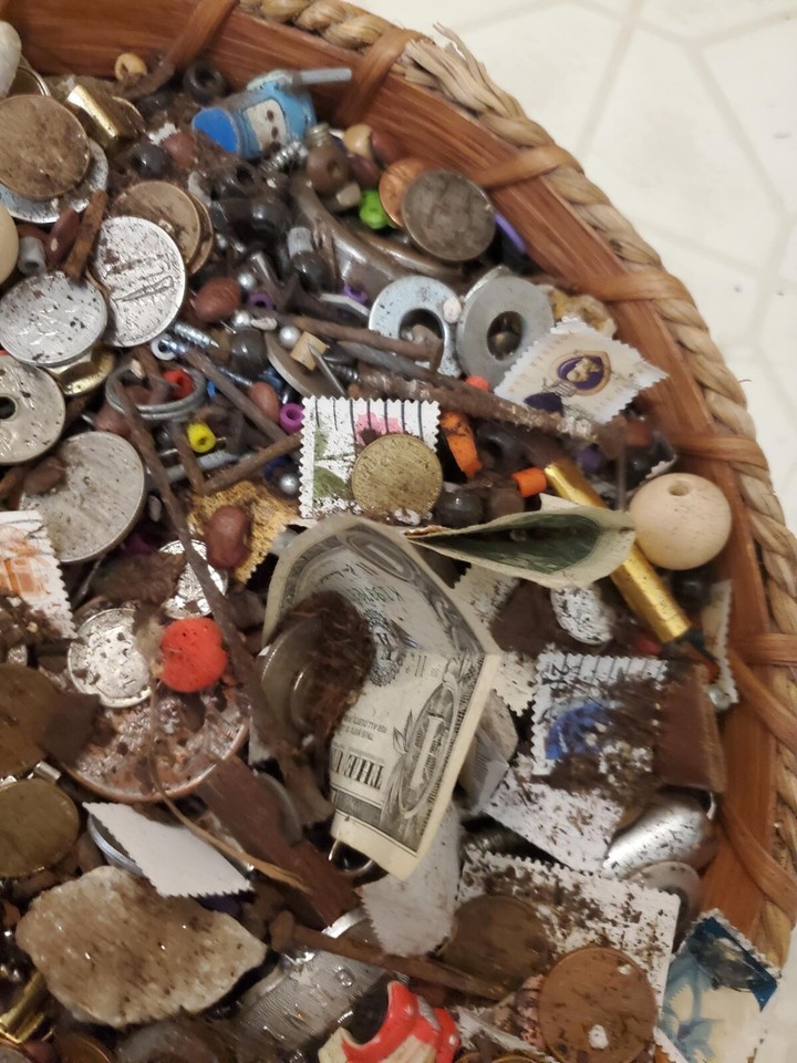 Vintage OLD junk drawer lot COINS Miscellaneous,TRASH,GOLD,SILVER,TOYS