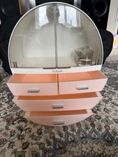 CURVE Pink & White Round Plastic Make-Up Organiser with Drawers