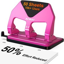 3 Hole Punch Heavy Duty, 50-Sheet Three Hole Punch, 50 Reduced Effort, 10,00...