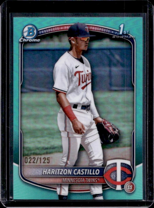 2025 Bowman Chrome Haritzon Castillo Aqua Refractor 1st Prospect #/125 Twins
