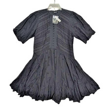 New Madewell Dress Womens 4 Black Eyelet Flutter Sleeve Mini 100% Cotton NWT