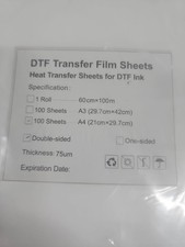 DTF Transfer Film Paper A4 100 Sheets Double Sided For Heat Press 1131