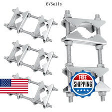 Double Antenna Mast Clamp - Heavy Duty Galvanized Iron Mount for Secure Pole-to-