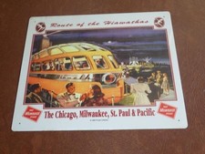 1989 THE MILWAUKEE ROAD ROUTE OF THE HIAWATHAS RAILROAD TRAIN SIGN 12 x 10" NEW