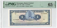 Nicaragua 1 Cordoba 1962 P-107 PMG 65 EPQ
