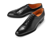 Handmade Men Black Dress shoes, Men brogue shoes, Men formal leather shoes, 7-17