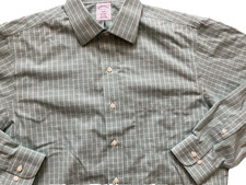Brooks Brothers Non-Iron Regent Shirt Mens 16 4/5 Green Check Button Up Long Slv