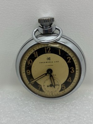 Ingersoll Triumph Taschenuhr Vintage mechanisch zum Aufziehen funktioniert Chromgehäuse
