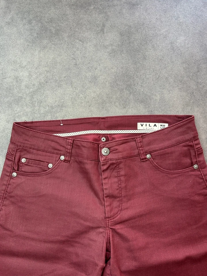 Jean slim enduit Vila bordeaux taille W30 L32 pantalon enduit chic idéal #lux01 - Photo 3/4