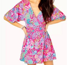 Lilly Pulitzer PARIGI SKORT ROMPER IN PINK ISLE SHELL ME SOMETHING GOOD Size M