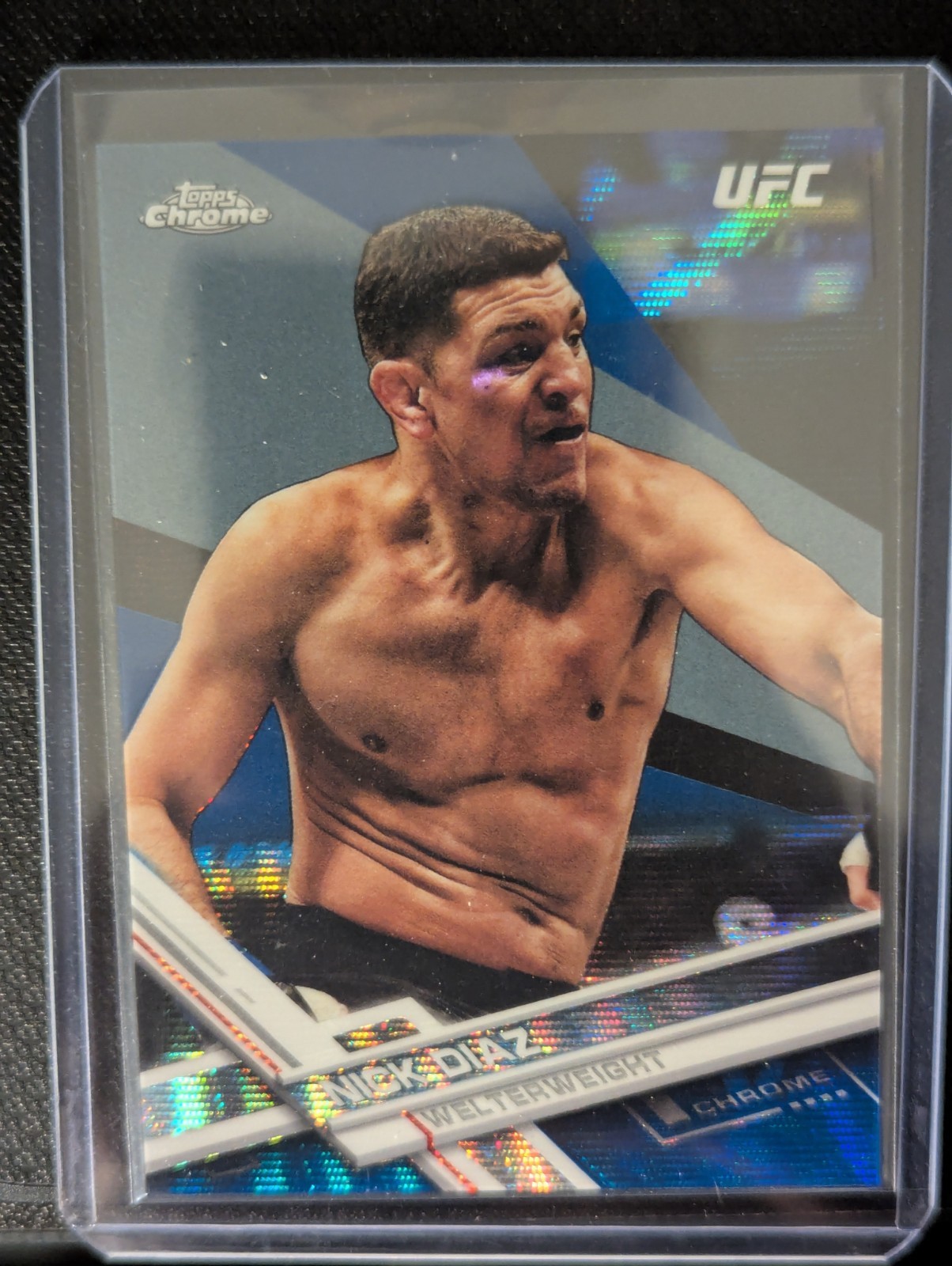 2017 Topps Chrome UFC Nick Diaz Blue Wave Refractor #75/75 Bookend!!!