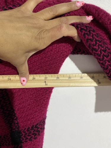 Maglione Aria Vintage L Fucsia Rosa Mohair Plaid Lungo Boho Oversize Accogliente Elasticizzato - Foto 8 di 10