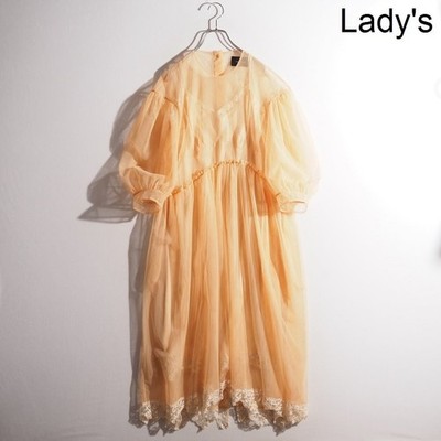 Simone Rocha Puff Sleeve Tulle Dress Lace Hem Women Size UK 10 Beige from Japan