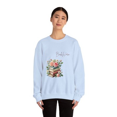 Books & Roses sweatshirt | floral stack of books, cozy reading design