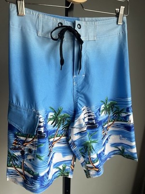 NWT Gwada Surf Floral Men's Swim Shorts - Blue Tropical Print Size 30