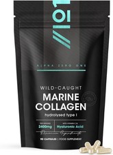 Marine Collagen Capsules 2400mg - Wild Caught with Hyaluronic Acid & Vitamin C -