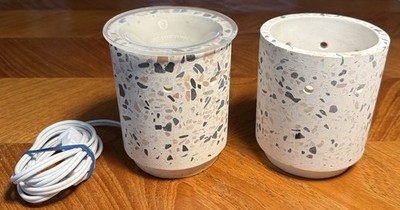 Two Scentsy Terrazzo Polished Cement Wax Warmers - Full Size, One Barrel Unused!