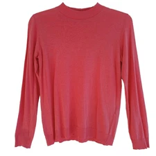 MASSIMO DUTTI SZ S Coral Lyocell Cotton Xtra Fine Knit Long Sleeve Mock Neck Top