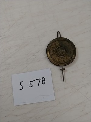 ANTIQUE WOOD WORKS EMBOSSED BRASS CLOCK PENDULUM BOB
