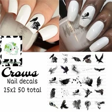 Crows Waterslide Finger Nail Decals Instructions set of 50 KC Bonus