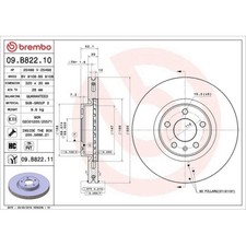 Disco De Freno Brembo 09.B822.11 Prime Line - Uv Coated para Audi
