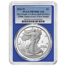 2026-W Proof 1 American Silver Eagle PCGS PR70DCAM FS Blue Label Blue Frame