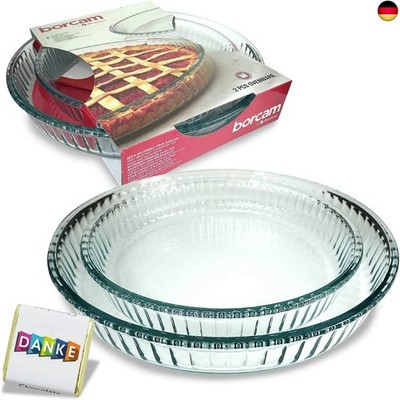Pasabahce Borcam Auflaufform Glas Backform Auflauf 2 TLG Runde