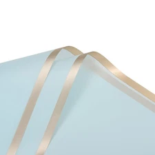 10 Sheet 22.8 Light Blue Flower Wrapping Paper, Gold Edge, Waterproof, Gift