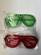 NEW 2pair LED Green Red Rave Shutter Shades Flashing Party Supplies