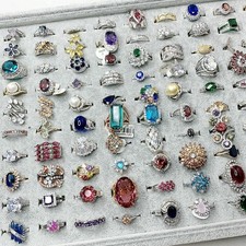 New 25Pcs Wholesale Mixed Rings Bulk Finger Gemstones Crystal Jewelry Lot