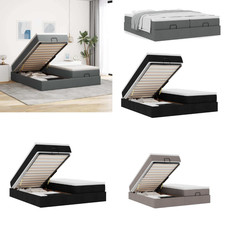 Einzelbett Bettgestell Singlebett Doppelbett Ottoman-Bett mit Matratzen Stoff