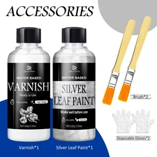 Liquid Silver Leaf Paint Kit - 3.53oz Ultra Shiny Quick Dry Metallic Gilding ...