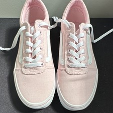 VANS Old Skool Canvas Pink White Women's Low Top Sneakers Athletic Comfort