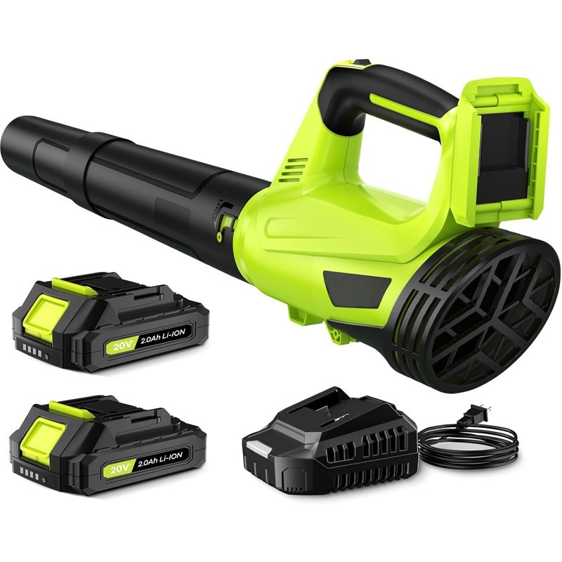 , Electric Cordless Leaf Blower With 2 Batteries And Charger