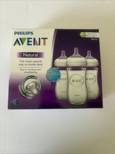Philips AVENT Natural Glass Baby Bottles 8oz 3 Pack Clear Anti Colic BPA Free