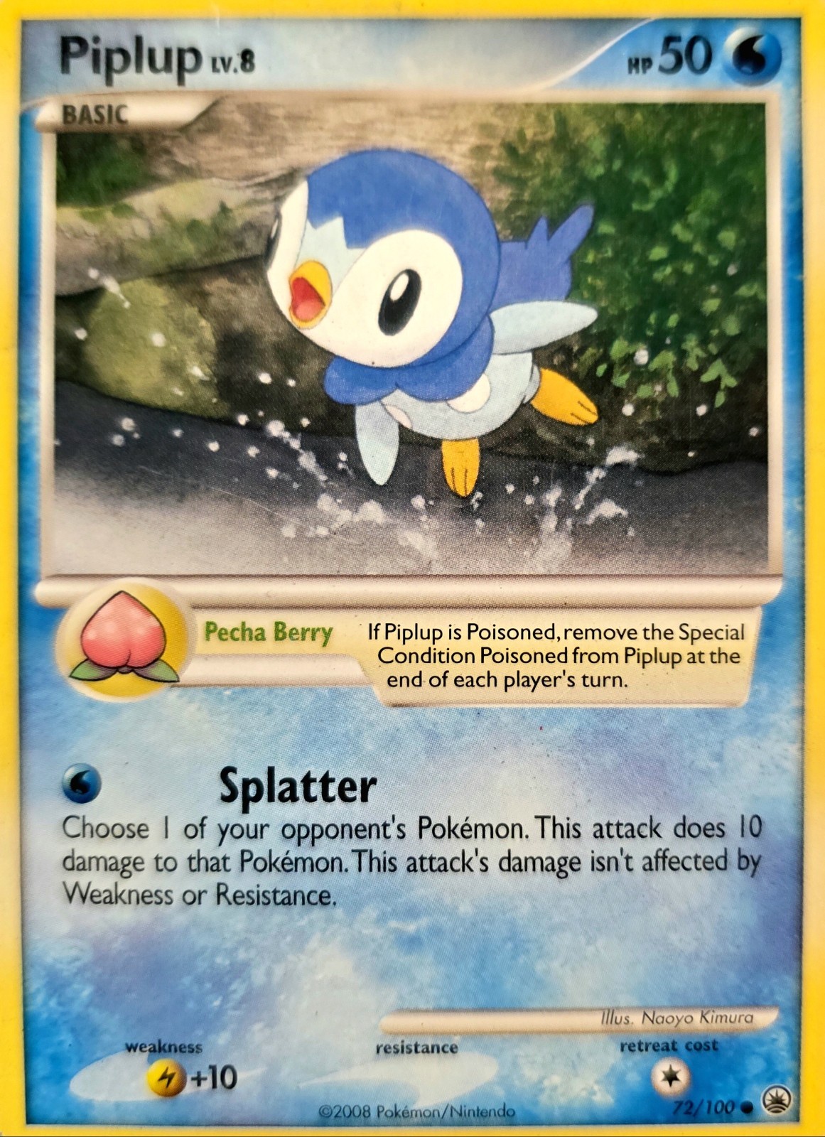 Vintage Pokémon TCG Piplup 72/100 Majestic Dawn Regular
